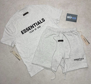 Essentials ‘HEATHER OATMEAL’ T-shirt + Shorts Set