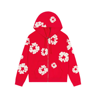 Denim Tears Cotton Wreath Zip Hoodie ‘RED’