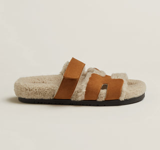 HERMES CHYPRE SANDAL ‘BROWN SHEARLING’