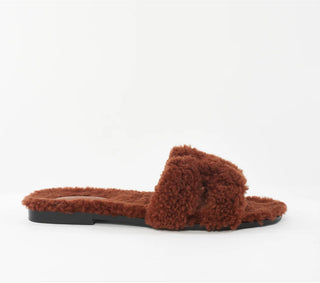 HERMES SHEARLING ORAN SANDALS ‘BROWN’