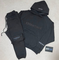 Essentials ‘BLACK LIMO’ Front Logo FULL TRACKSUIT